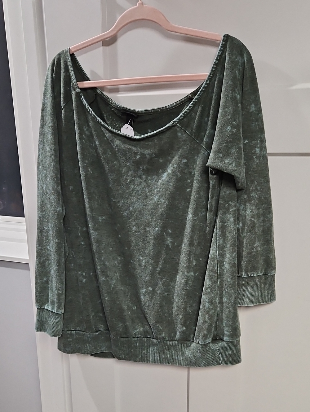 torrid Washed Olive Off-Shoulder Sweatshirt